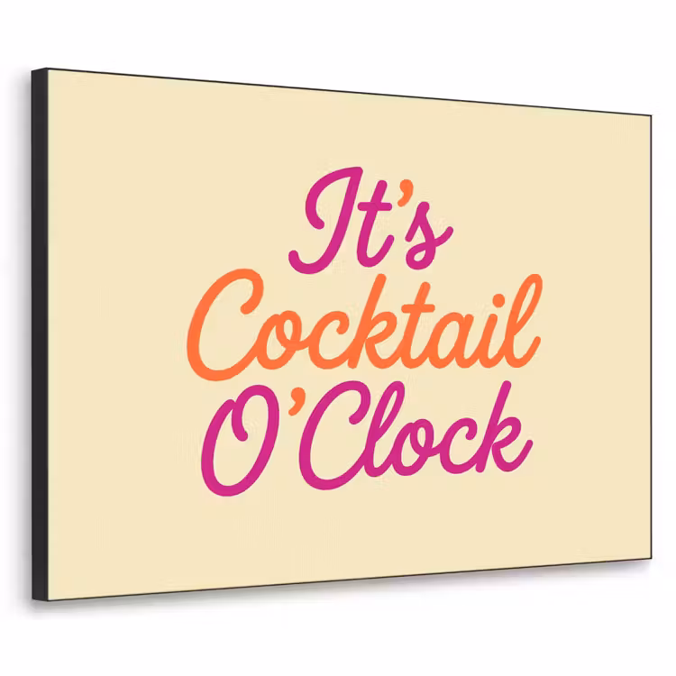 Cocktail O'Clock - Geel - Retro Textielframe zwart klein -3d