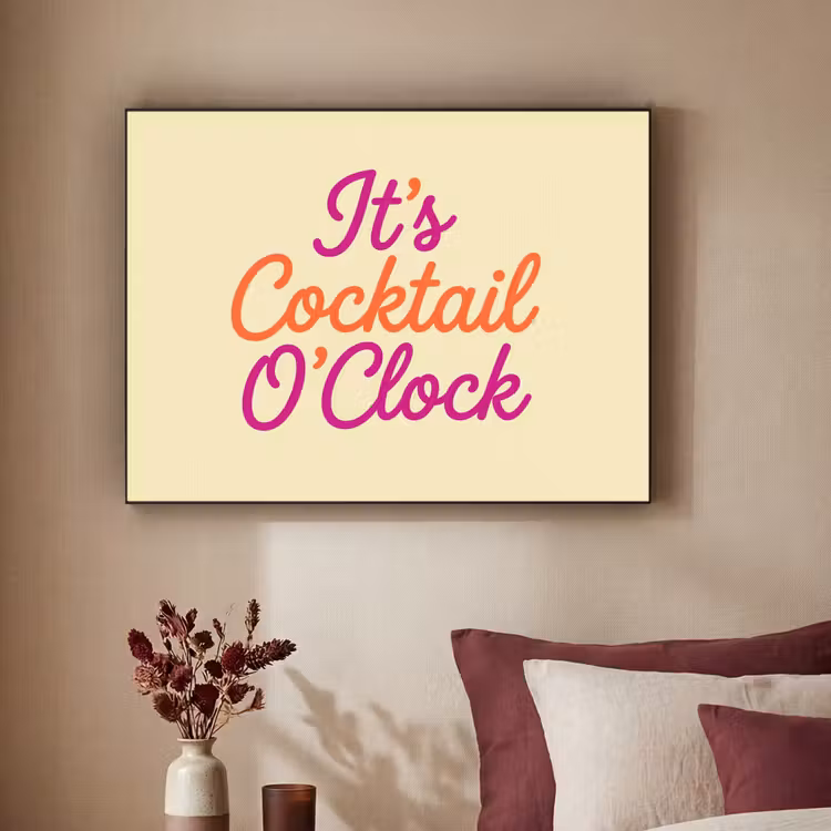 Cocktail O'Clock - Geel - Retro Textielframe zwart klein -sfeer1