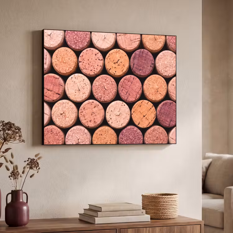 Kurk - Patroon - Abstract - Modern - Rood Textielframe zwart klein -sfeer3