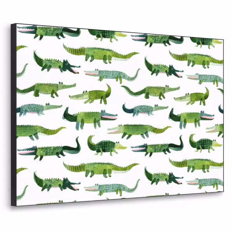 krokodillen - Speels - Groen Textielframe zwart klein 947 -3d