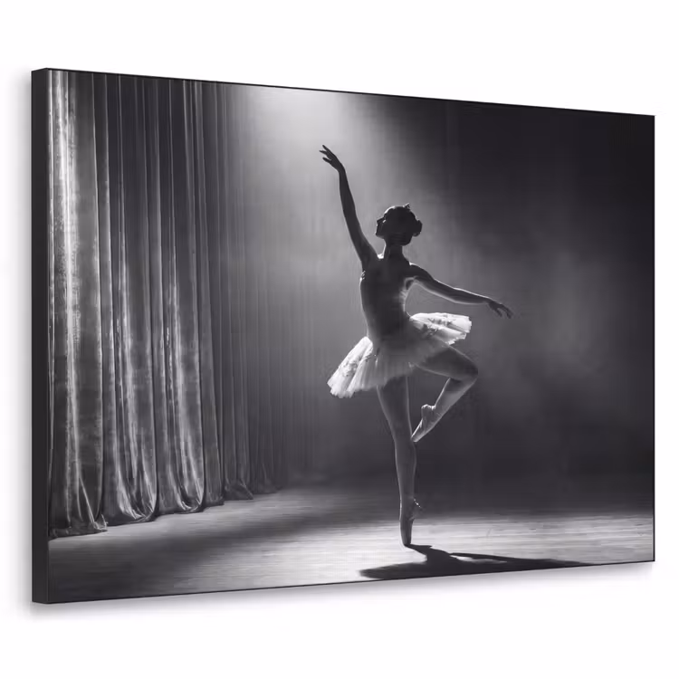 Danser - Podium - Zwart-wit - Kunst - Klassiek Textielframe zwart klein -3d