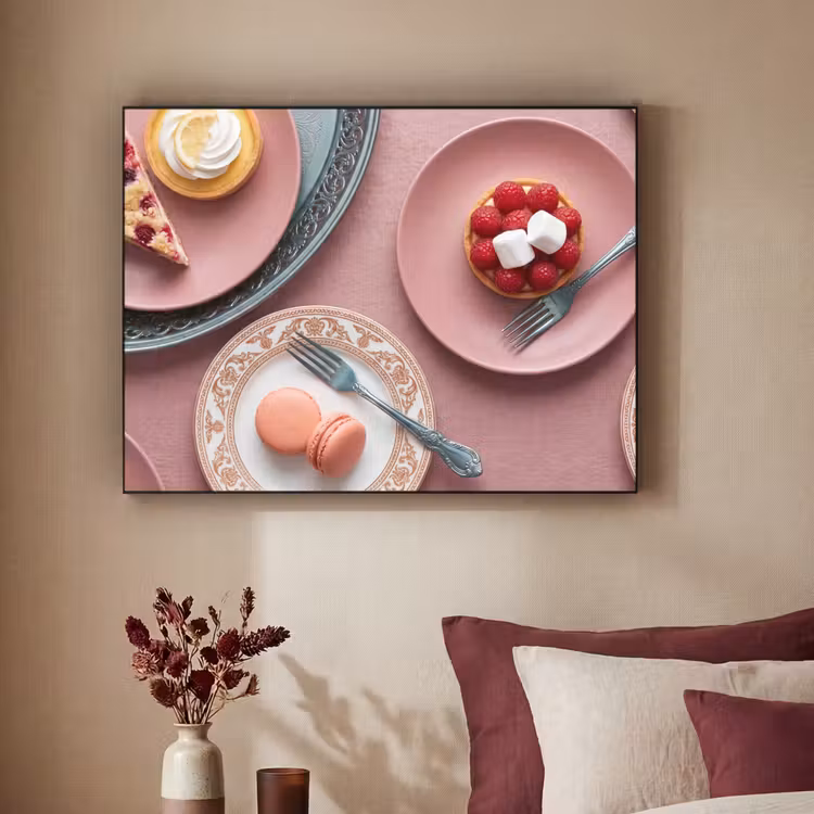 Dessert - Taart - Gebak - Zoet - Roze Textielframe zwart klein -sfeer1