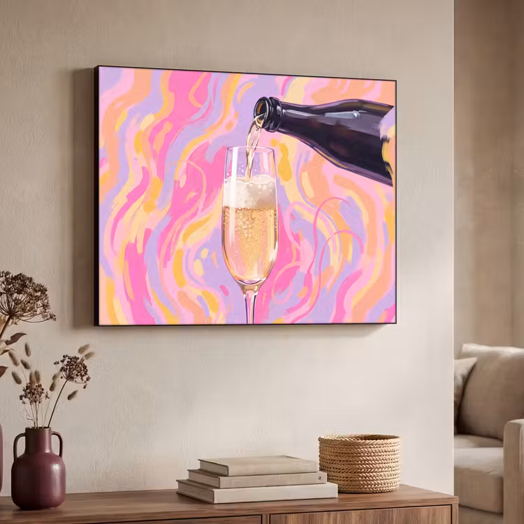 Drank - Inschenken - Feest - Abstract - Roze Textielframe zwart klein -sfeer3