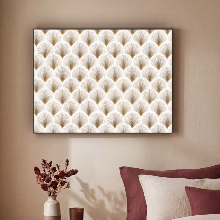 Waaiers - Art Deco - Elegant - Goud - Wit Textielframe zwart klein 947 -sfeer1