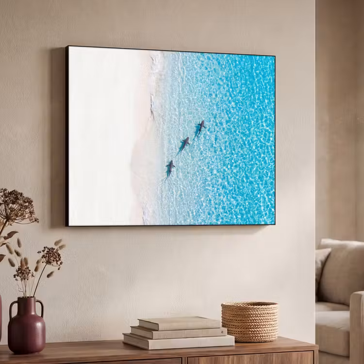 Vis - Oceaan - Strand - Turquoise - Natuur Textielframe zwart klein -sfeer3