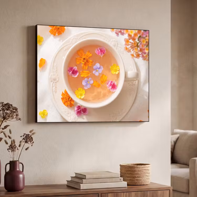 Bloemen - Kop - Natuur - Kleurrijk - Zomer Textielframe zwart klein -sfeer3