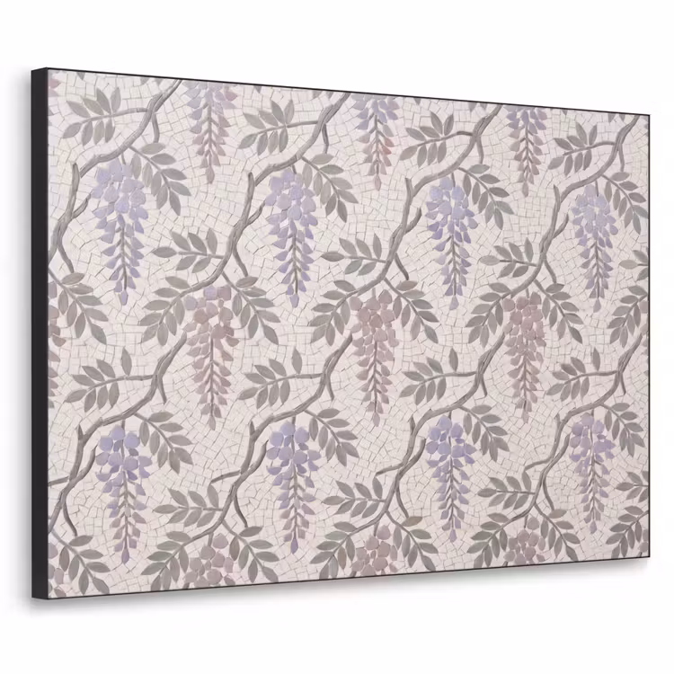 Bloemen - Mozaïek - Natuur - Patroon - Paars Textielframe zwart klein -3d