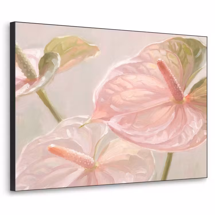 Bloemen - Pastel - Abstract - Natuur - Groen Textielframe zwart klein -3d