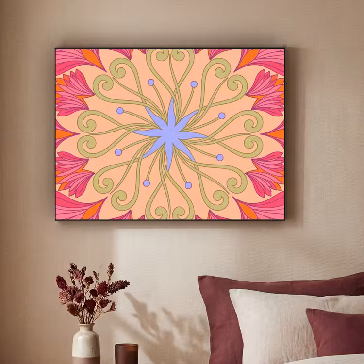 Bloemen - Patroon - Abstract - Roze - Decoratief Textielframe zwart klein -sfeer1