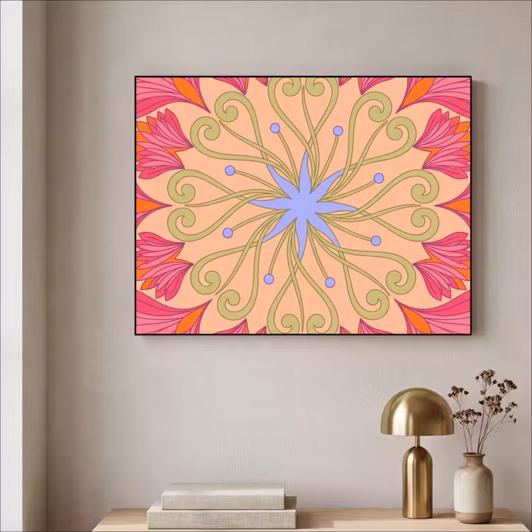 Bloemen - Patroon - Abstract - Roze - Decoratief Textielframe zwart klein -sfeer2