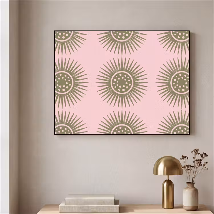 Bloemen - Patroon - Abstract - Roze - Groen Textielframe zwart klein -sfeer2
