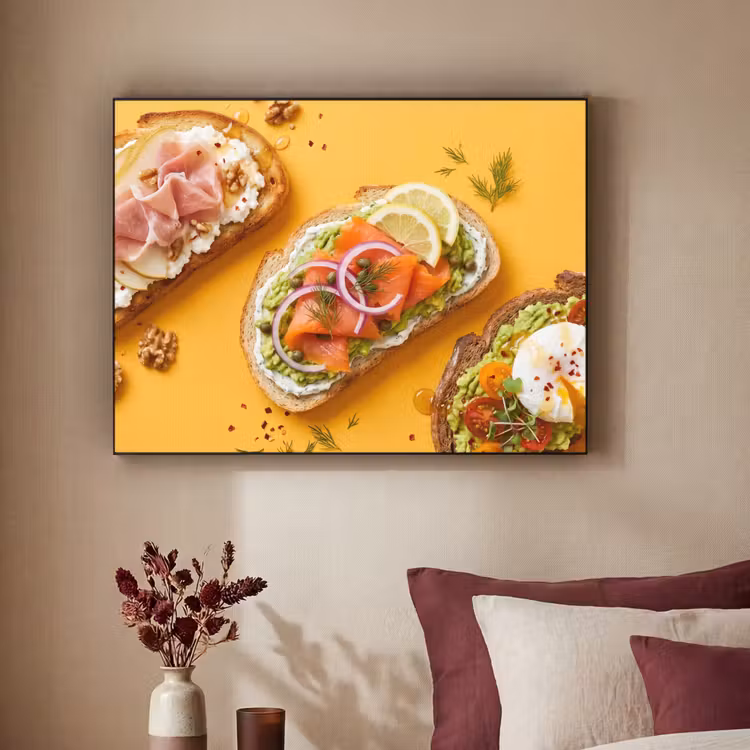 Eten - Brood - Ontbijt - Modern - Kleurrijk Textielframe zwart klein -sfeer1