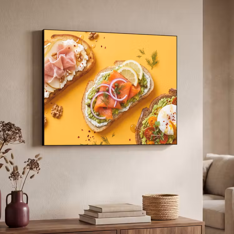 Eten - Brood - Ontbijt - Modern - Kleurrijk Textielframe zwart klein -sfeer3