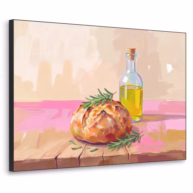 Eten - Brood - Olijfolie - Abstract - Keuken Textielframe zwart klein -3d