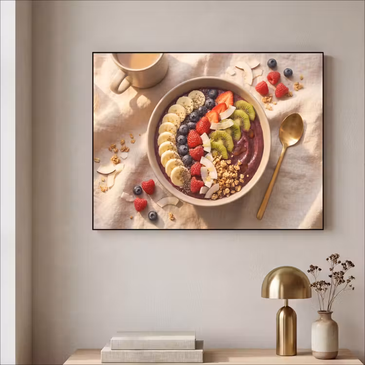 Eten - Ontbijtkom - Fruit - Gezond - Kleurrijk Textielframe zwart klein -sfeer2