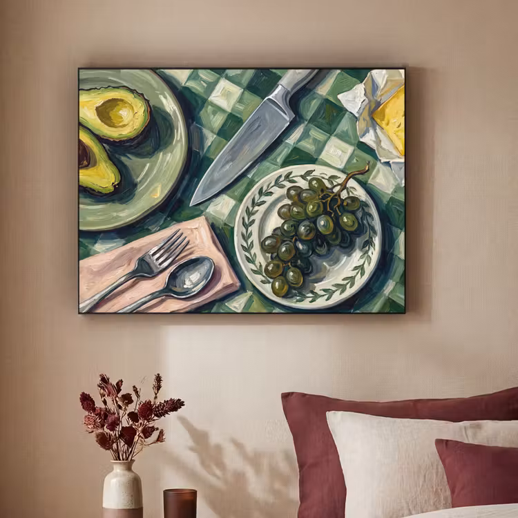 Eten - Ontbijt - Tafel - Modern - Groen Textielframe zwart klein -sfeer1
