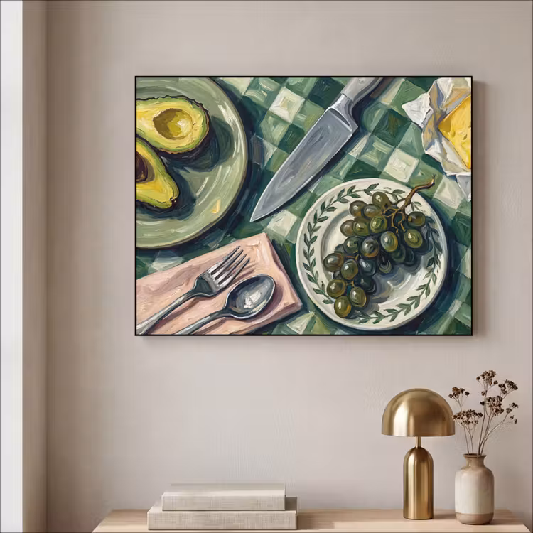 Eten - Ontbijt - Tafel - Modern - Groen Textielframe zwart klein -sfeer2
