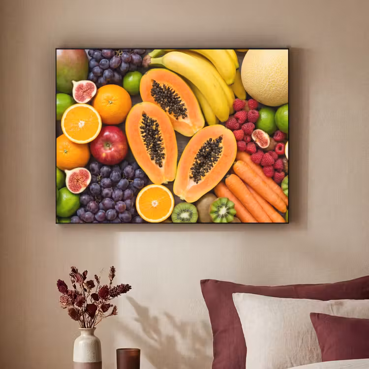 Eten - Fruit - Groenten - Vers - Kleurrijk Textielframe zwart klein -sfeer1