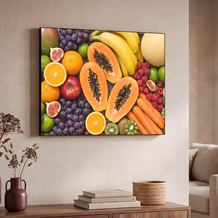 Eten - Fruit - Groenten - Vers - Kleurrijk Textielframe zwart klein -sfeer3