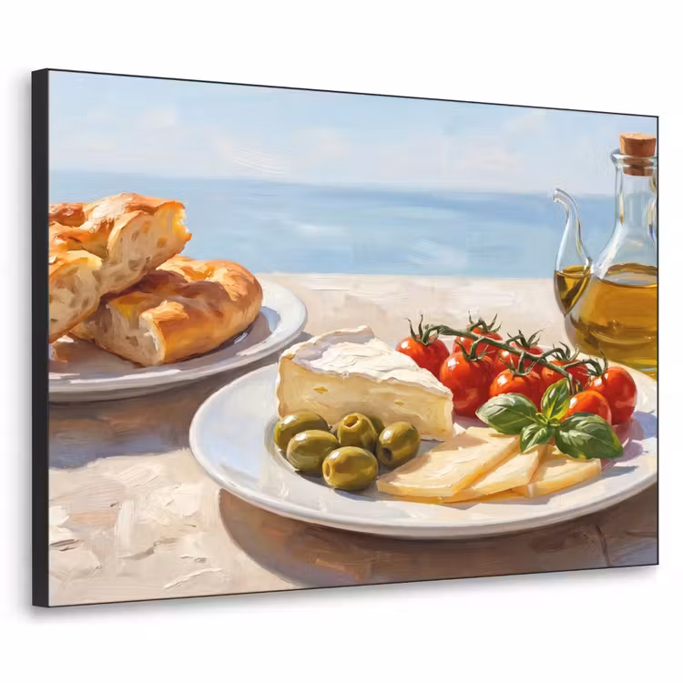 Eten - Middellandse Zee - Natuur - Geschilderd Textielframe zwart klein -3d