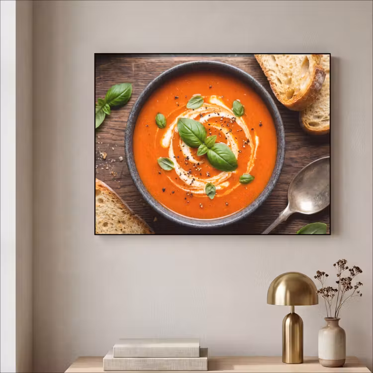 Eten - Soep - Basilicum - Rustiek - Rood Textielframe zwart klein -sfeer2