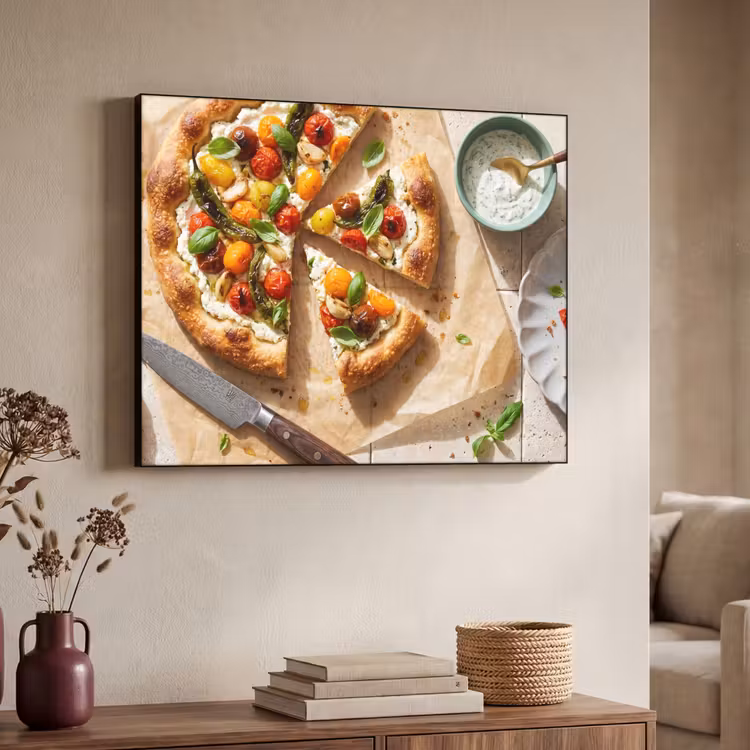 Eten - Tomaten - Basilicum - Maaltijd - Vers Textielframe zwart klein -sfeer3