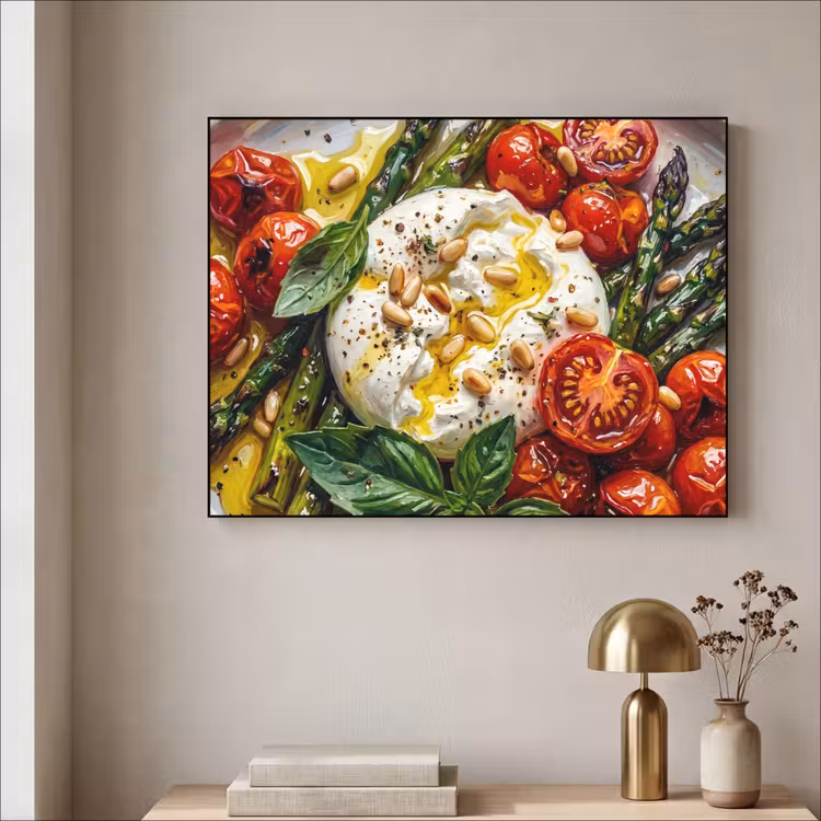 Eten - Groenten - Kaas - Modern - Vers Textielframe zwart klein -sfeer2