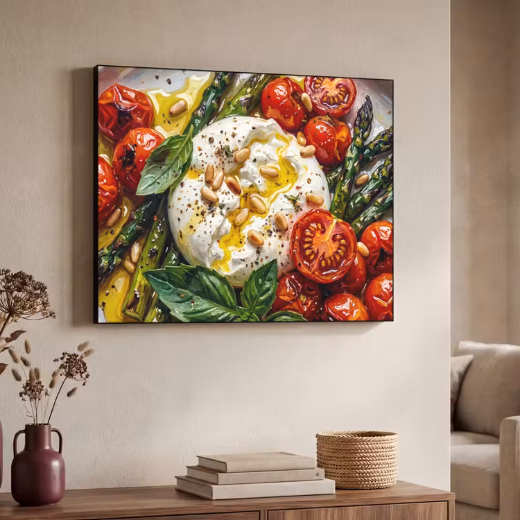 Eten - Groenten - Kaas - Modern - Vers Textielframe zwart klein -sfeer3