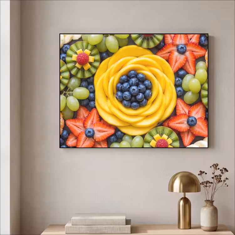 Fruit - Arrangement - Gezond - Kleurrijk - Eten Textielframe zwart klein -sfeer2