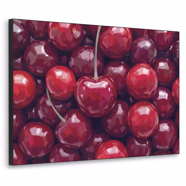 Fruit - Kersen - Eten - Modern - Rood Textielframe zwart klein -3d