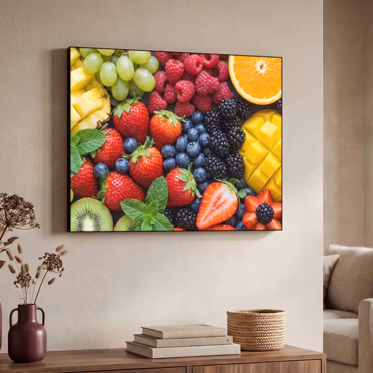 Fruit - Vers - Kleurrijk - Eten Textielframe zwart klein -sfeer3