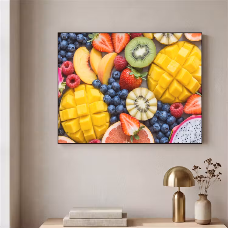 Fruit - Versneden - Kleurrijk - Eten - Gezond Textielframe zwart klein -sfeer2