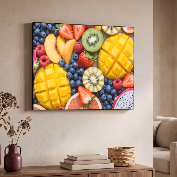 Fruit - Versneden - Kleurrijk - Eten - Gezond Textielframe zwart klein -sfeer3