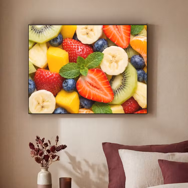 Fruit - Plakjes - Eten - Kleurrijk Textielframe zwart klein -sfeer1