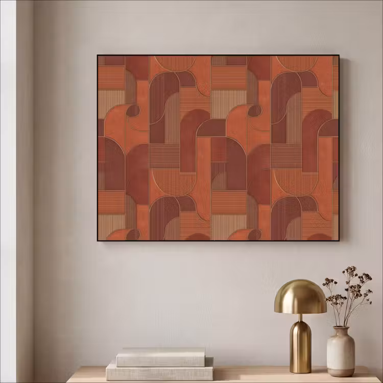 Geometrisch - Abstract - Textuur - Bruin Textielframe zwart klein 947 -sfeer2