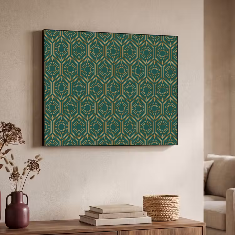 Geometrisch - Patroon - Groen Textielframe - compleet frame klein 947 -sfeer3