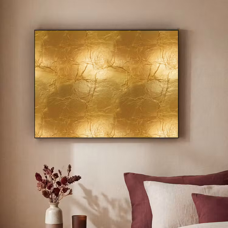 Bladgoud - Vintage - Textuur - Warm Goud Textielframe zwart klein 947 -sfeer1
