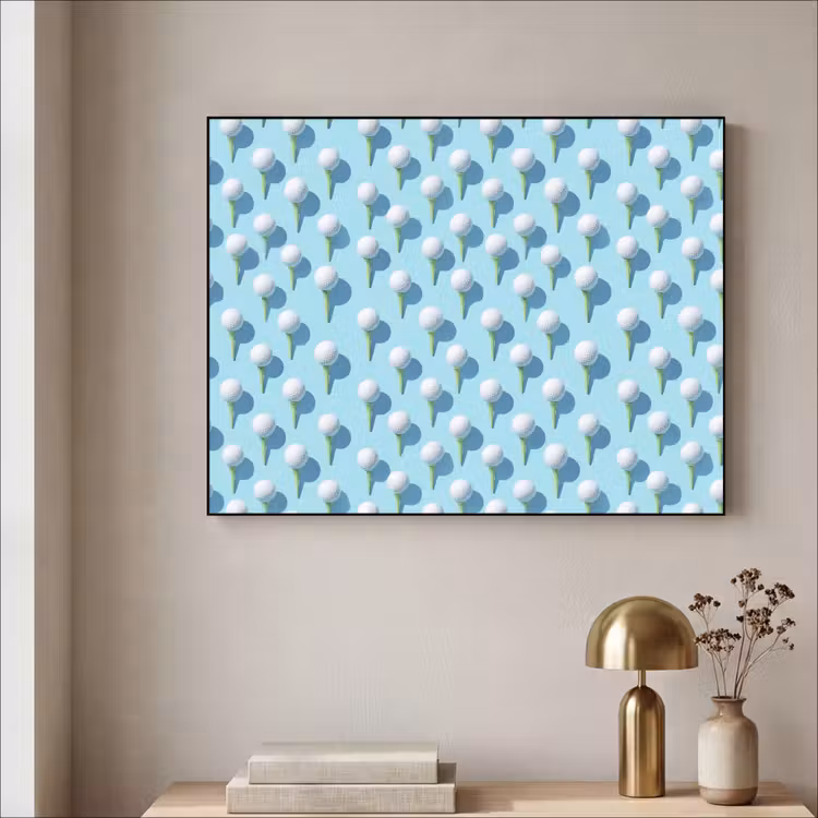 Golf - Ballen - Blauw Textielframe zwart klein 947 -sfeer2
