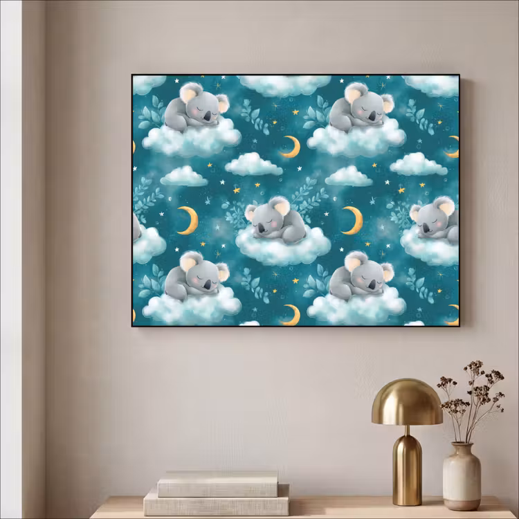Koala's - Betoverend - Blauw Textielframe zwart klein 947 -sfeer2