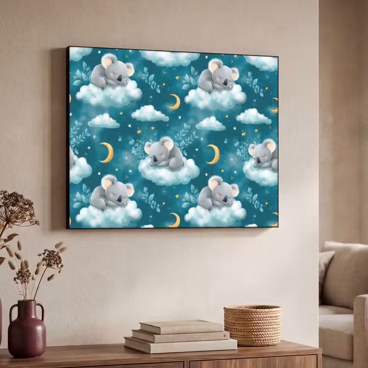 Koala's - Betoverend - Blauw Textielframe zwart klein 947 -sfeer3
