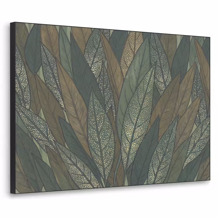 Bladeren - Patroon - Gestippeld - Natuur - Groen Textielframe zwart klein -3d