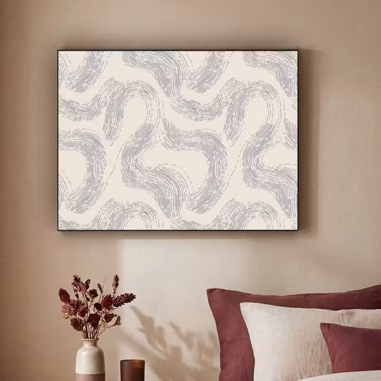 Lijnen - Patroon - Beige - Minimalistisch Textielframe zwart klein 947 -sfeer1