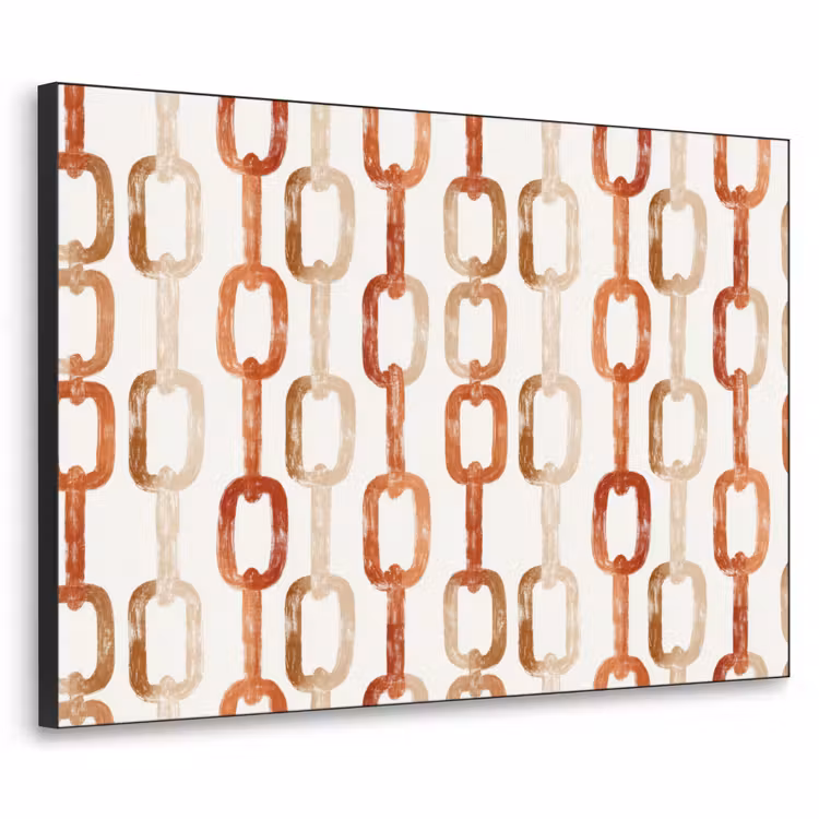Schakels - Patroon - Aquarel - Terracotta Textielframe zwart klein 947 -3d