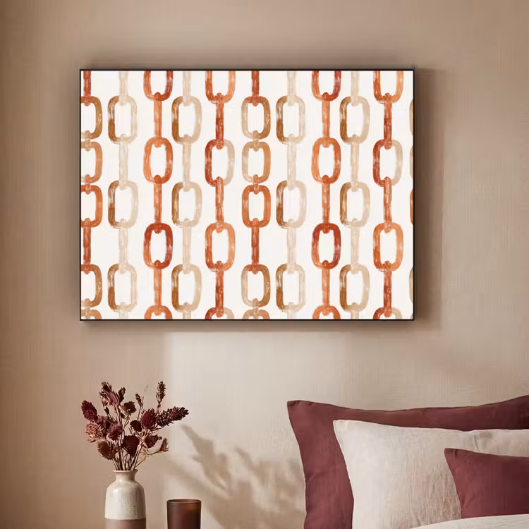 Schakels - Patroon - Aquarel - Terracotta Textielframe zwart klein 947 -sfeer1