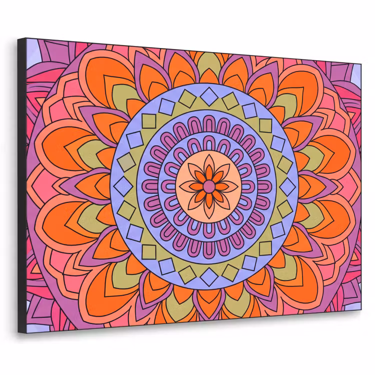 Mandala - Cirkel - Abstract - Kleurrijk - Patroon Textielframe zwart klein -3d