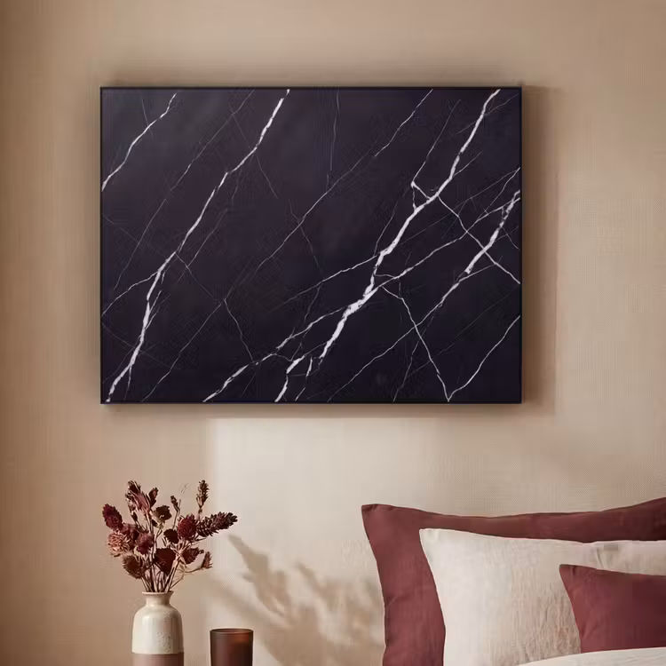 Marmer - Patroon - Abstract - Modern - Zwart Textielframe zwart klein -sfeer1