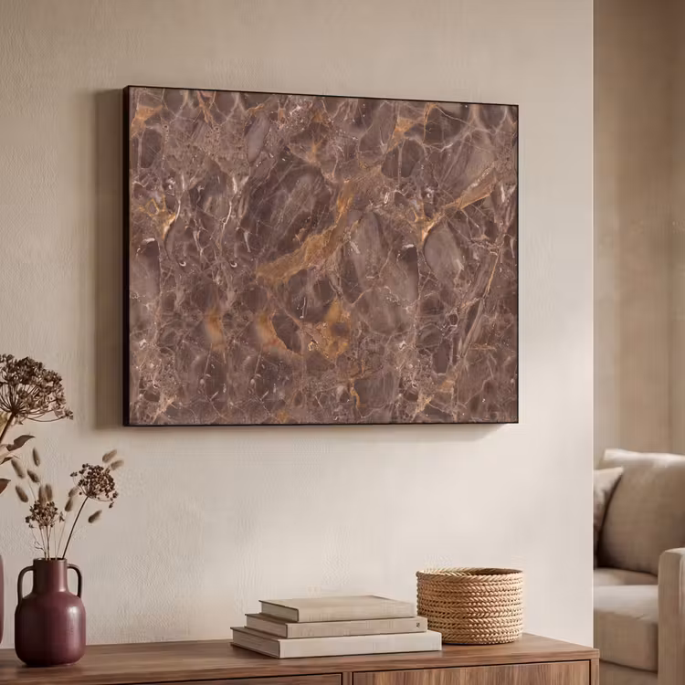 Marmer - Patroon - Natuur - Bruin - Goud Textielframe zwart klein -sfeer3
