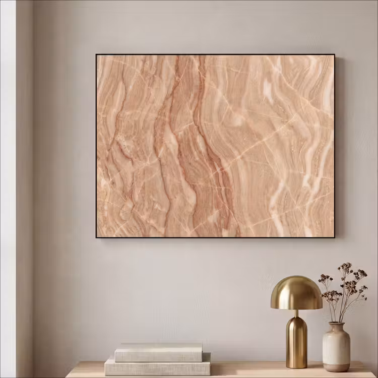 Marmer - Ader - Natuur - Abstract - Beige Textielframe zwart klein -sfeer2