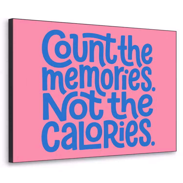 Memories - Roze - Blauw - Quote Textielframe zwart klein -3d