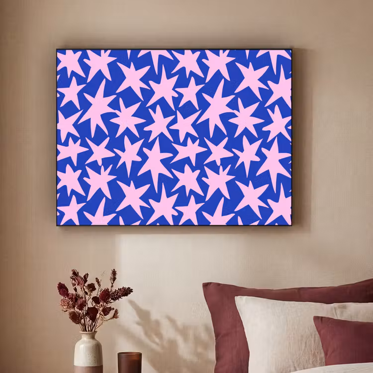 Modern - Sterren - Blauw Textielframe zwart klein 947 -sfeer1